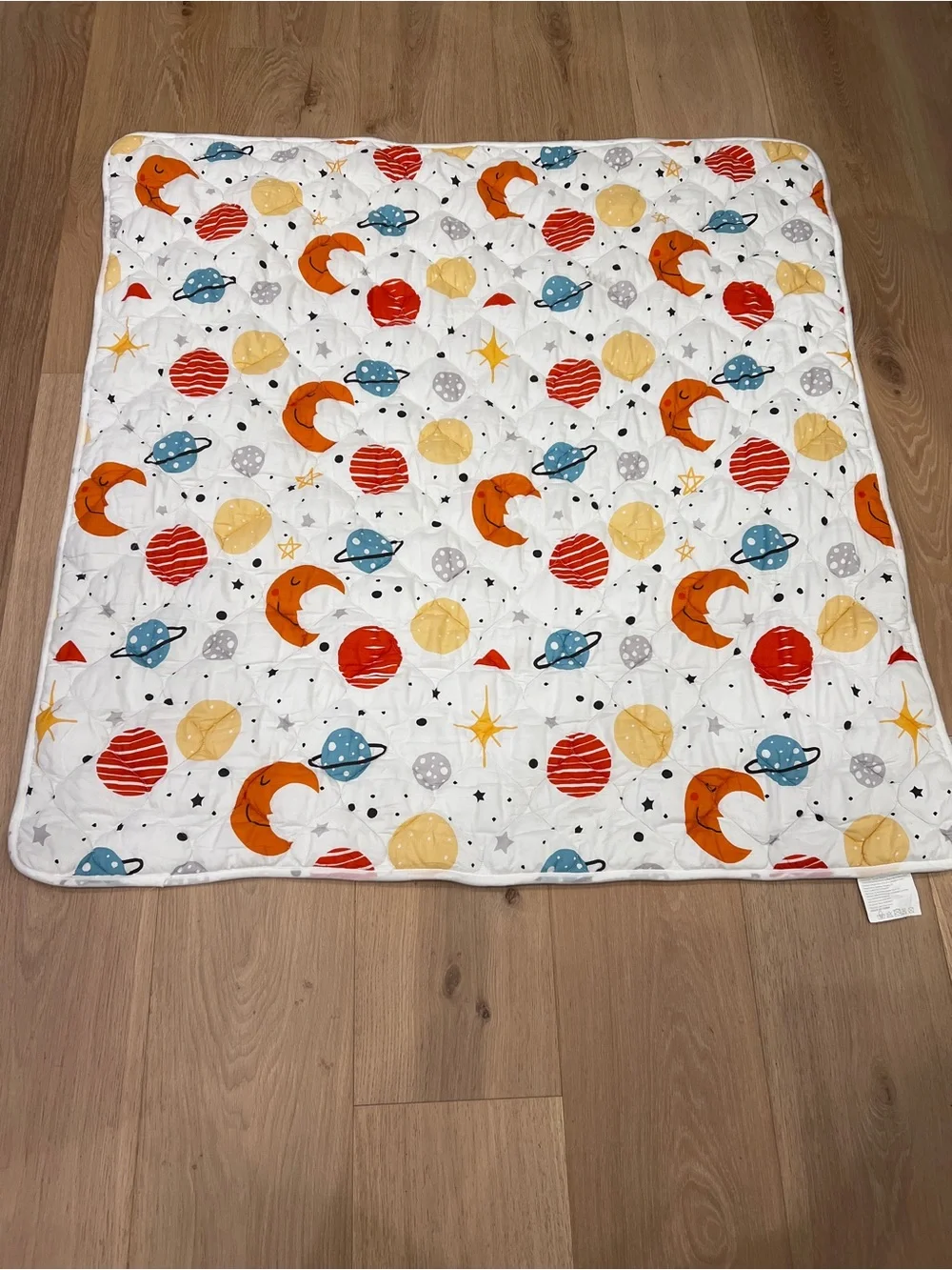 Slip Proof Baby Play Mat - Space Pattern in White, Orange, Blue, Yellow